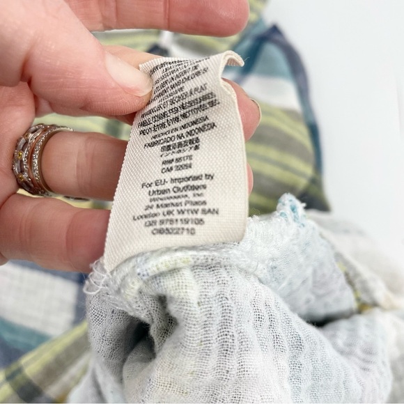 Free People Plaid Year Round 100% Cotton Gauzy‎ Preppy Button Down Shirt XS - Picture 9 of 10